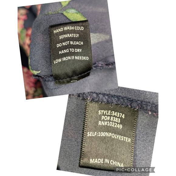 Skies Are Blue Dark Floral Blouse V-Neck Whimsigoth Romantic Boho Feminine XL - Picture 8 of 8